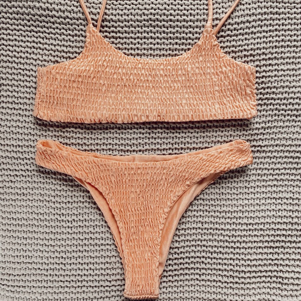 Peach Ruched Bikini